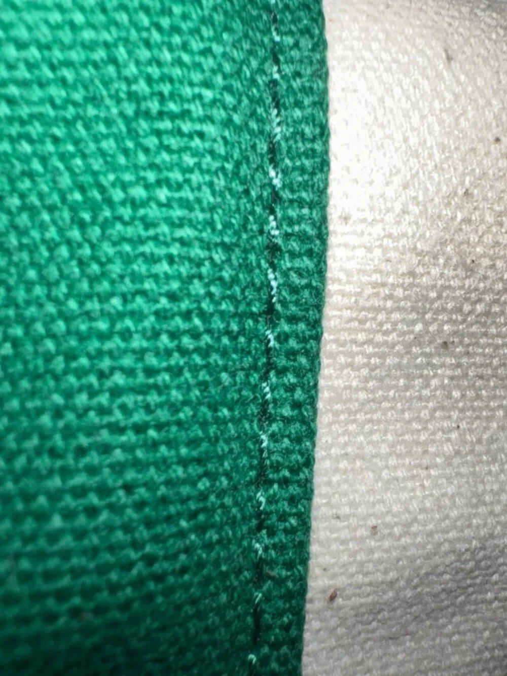 Canvas Tote Bag with Green Handles and Zipper